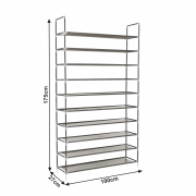 10-radový botník, sivá, FILOU