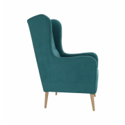 Kreslo ušiak, tyrkysová/buk, BREDLY