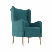 Kreslo ušiak, tyrkysová/buk, BREDLY