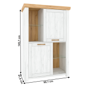 Vitrína C, dub craft zlatý/dub craft biely, SUDBURY