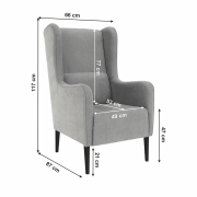 Kreslo ušiak, sivá/čierna, BREDLY