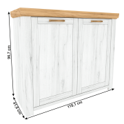 Komoda J, dub craft zlatý/dub craft biely, SUDBURY