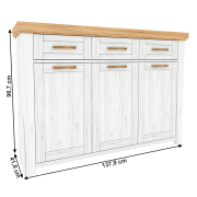 Komoda G, dub craft zlatý/dub craft biely, SUDBURY