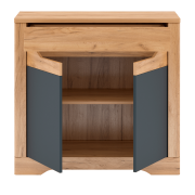 Komoda G,  dub craft zlatý/grafit sivá, FIDEL