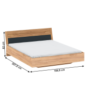 Posteľ, dub craft zlatý/grafit sivá, FIDEL