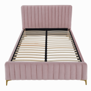 Posteľ, ružová/gold chróm zlatý matný, 140x200, KAISA