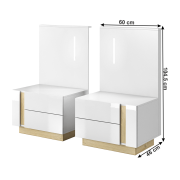 2 nočné stolíky, biela/dub grandson/biely lesk, CITY
