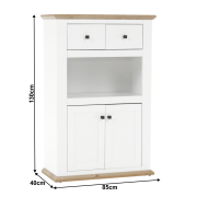 Barová komoda MZ8, biela/dub grand, LEON