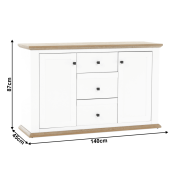 Komoda MZ11, biela/dub grand, LEON