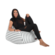 Sedací vak, biela/sivá, LAPIN