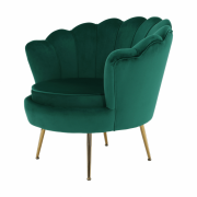 Kreslo v štýle Art-deco, smaragdová Velvet látka/gold chróm-zlatý, NOBLIN