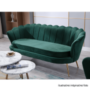 Lavica v štýle Art-deco, smaragdová Velvet látka/gold chróm-zlatý, NOBLIN