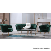Lavica v štýle Art-deco, smaragdová Velvet látka/gold chróm-zlatý, NOBLIN
