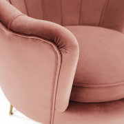 Kreslo v štýle Art-deco, ružová Velvet látka/gold chróm-zlatý, NOBLIN