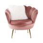Kreslo v štýle Art-deco, ružová Velvet látka/gold chróm-zlatý, NOBLIN