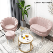 Lavica v štýle Art-deco, ružová Velvet látka/gold chróm-zlatý, NOBLIN