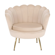 Kreslo v štýle Art-deco, béžová Velvet látka/gold chróm-zlatý, NOBLIN