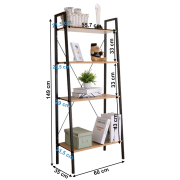 Regál, 4-policový, dub/čierna, THEA