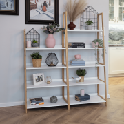 5-policový regál, biela/prírodná, KOEN TYP 3