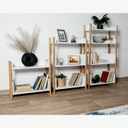 3-poličkový regál, prírodný bambus/biela, BALTIKA TYP 2
