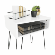 Príručný/nočný stolík, biela/čierna, HONEJ