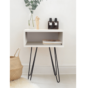 Príručný/nočný stolík, biela/čierna, HONEJ