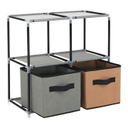 Komoda s látkovými šuplíkmi, čierna/hnedá/sivá, CAMILO TYP 1