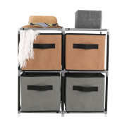 Komoda s látkovými šuplíkmi, čierna/hnedá/sivá, CAMILO TYP 1