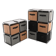 Komoda s látkovými šuplíkmi, čierna/hnedá/sivá, CAMILO TYP 1