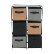 Komoda s látkovými šuplíkmi, čierna/hnedá/sivá, CAMILO TYP 2