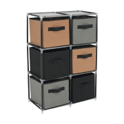 Komoda s látkovými šuplíkmi, čierna/hnedá/sivá, CAMILO TYP 2