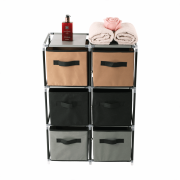 Komoda s látkovými šuplíkmi, čierna/hnedá/sivá, CAMILO TYP 2