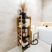 4-policový regál, prírodná/čierna, NAOKO