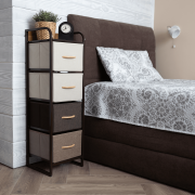 Komoda s látkovými šuplíkmi, béžová/hnedá, HAZEL TYP 1