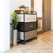 Komoda s látkovými šuplíkmi, béžová/hnedá, HAZEL TYP 2