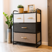 Komoda s látkovými šuplíkmi, béžová/hnedá, HAZEL TYP 2