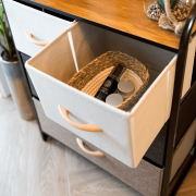 Komoda s látkovými šuplíkmi, béžová/hnedá, HAZEL TYP 2