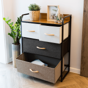 Komoda s látkovými šuplíkmi, béžová/hnedá, HAZEL TYP 2