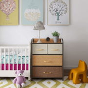 Komoda s látkovými šuplíkmi, béžová/hnedá, HAZEL TYP 2