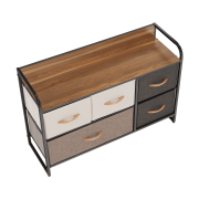 Komoda s látkovými šuplíkmi, béžová/hnedá, HAZEL TYP 4