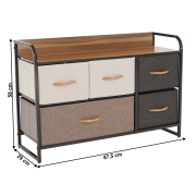 Komoda s látkovými šuplíkmi, béžová/hnedá, HAZEL TYP 4