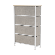 Komoda s látkovými šuplíkmi, svetlosivá/biela/béžová, OFELIA TYP 2