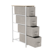 Komoda s látkovými šuplíkmi, svetlosivá/biela/béžová, OFELIA TYP 2