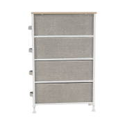 Komoda s látkovými šuplíkmi, svetlosivá/biela/béžová, OFELIA TYP 2