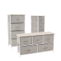Komoda s látkovými šuplíkmi, svetlosivá/biela/béžová, OFELIA TYP 2