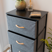 Komoda s látkovými šuplíkmi, čierna/tmavosivá, PALMERA TYP 2