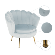 Kreslo v štýle Art-deco, sivomodrá Velvet látka/gold chróm-zlatý, NOBLIN