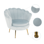 Kreslo v štýle Art-deco, sivomodrá Velvet látka/gold chróm-zlatý, NOBLIN
