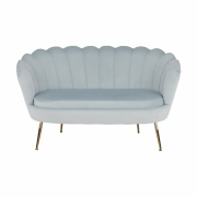 Lavica v štýle Art-deco, sivomodrá Velvet látka/gold chróm-zlatý, NOBLIN