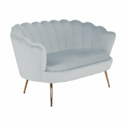Lavica v štýle Art-deco, sivomodrá Velvet látka/gold chróm-zlatý, NOBLIN